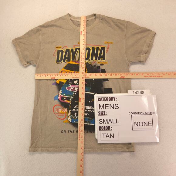 PacSun Daytona Crew Neck Short Sleeve Striped T Shirt Mens Size Small S Tan - Picture 5 of 9